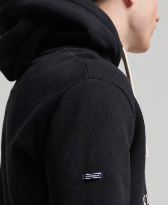 Superdry hanorac cu logo vintage heritage îmbrăcăminte negru bărbați JX0Z5093