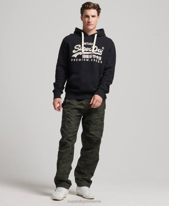 Superdry hanorac cu logo vintage heritage îmbrăcăminte negru bărbați JX0Z5093