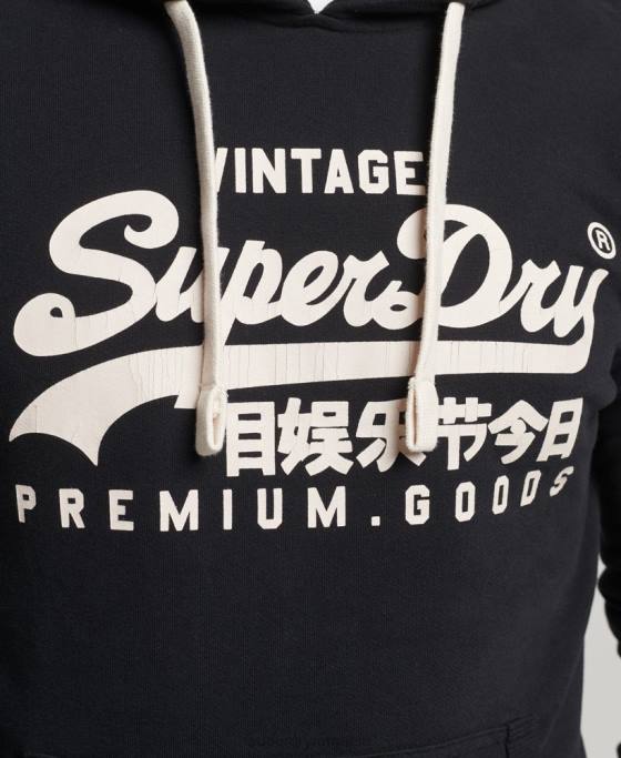 Superdry hanorac cu logo vintage heritage îmbrăcăminte negru bărbați JX0Z5223