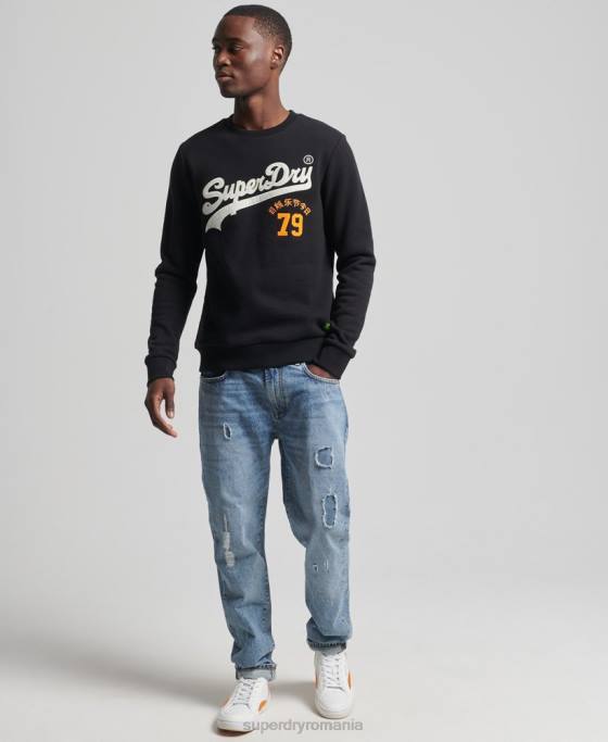 Superdry hanorac cu logo vintage interest crew îmbrăcăminte negru bărbați JX0Z740