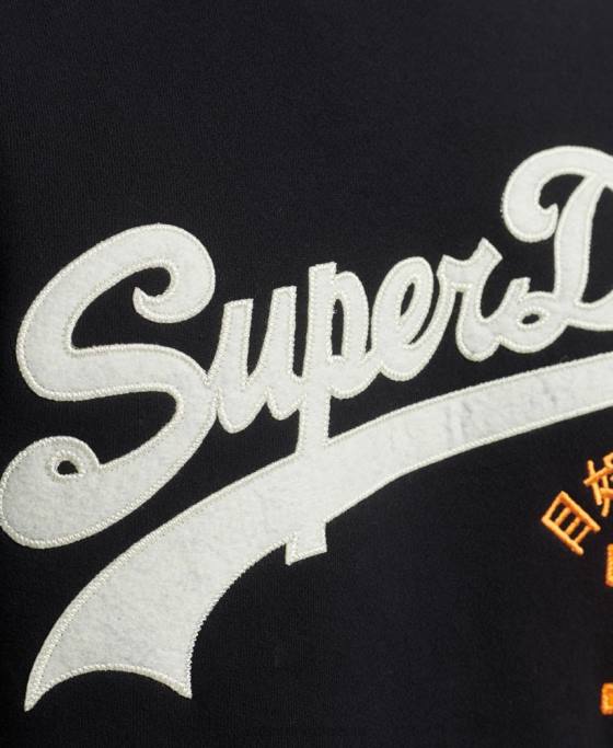 Superdry hanorac cu logo vintage interest crew îmbrăcăminte negru bărbați JX0Z740