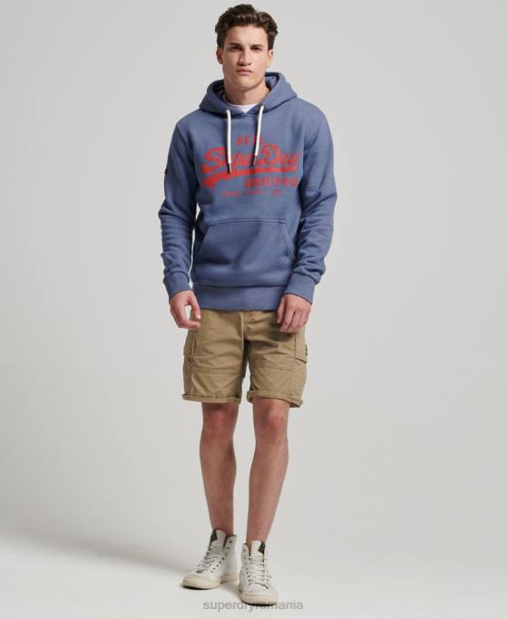 Superdry hanorac cu logo vintage marl îmbrăcăminte albastru bărbați JX0Z500