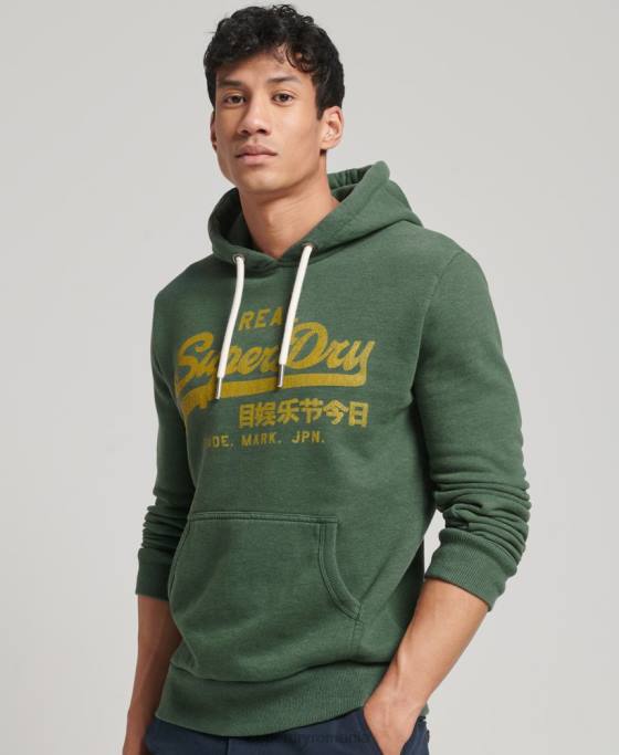 Superdry hanorac cu logo vintage marl îmbrăcăminte verde bărbați JX0Z484
