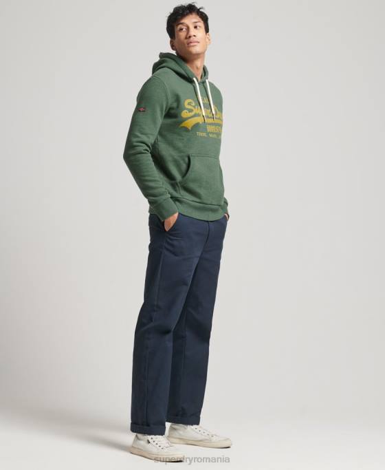 Superdry hanorac cu logo vintage marl îmbrăcăminte verde bărbați JX0Z484