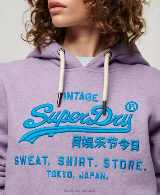 Superdry hanorac cu logo vintage neon îmbrăcăminte Violet femei JX0Z3282