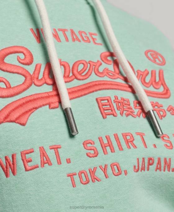 Superdry hanorac cu logo vintage neon îmbrăcăminte verde femei JX0Z3334