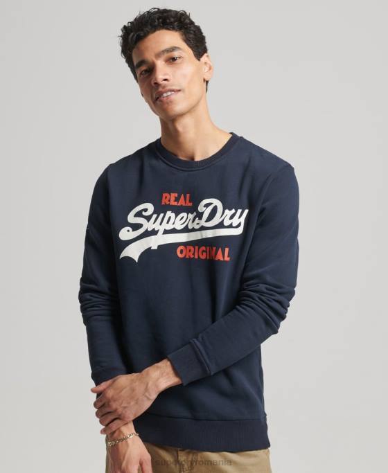 Superdry hanorac cu logo vintage soda pop crew îmbrăcăminte marina bărbați JX0Z4997