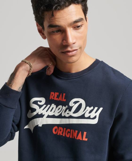 Superdry hanorac cu logo vintage soda pop crew îmbrăcăminte marina bărbați JX0Z4997
