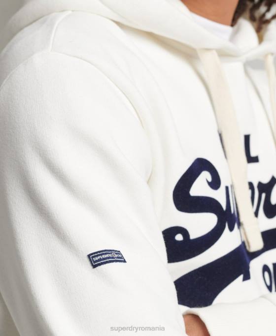 Superdry hanorac cu logo vintage soda pop îmbrăcăminte alb bărbați JX0Z763