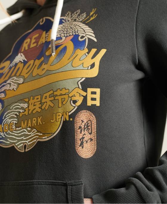 Superdry hanorac cu logo vintage îmbrăcăminte gri inchis femei JX0Z6178