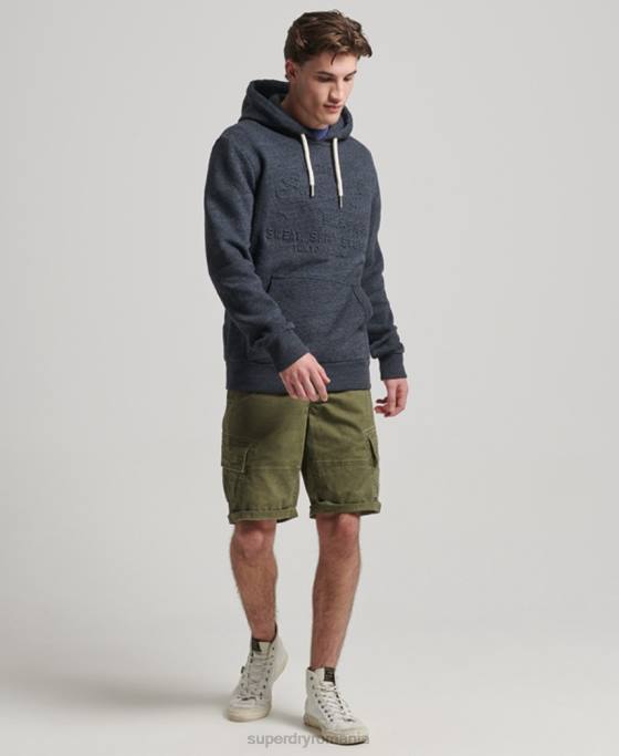 Superdry hanorac cu logo vintage în relief îmbrăcăminte marina bărbați JX0Z767