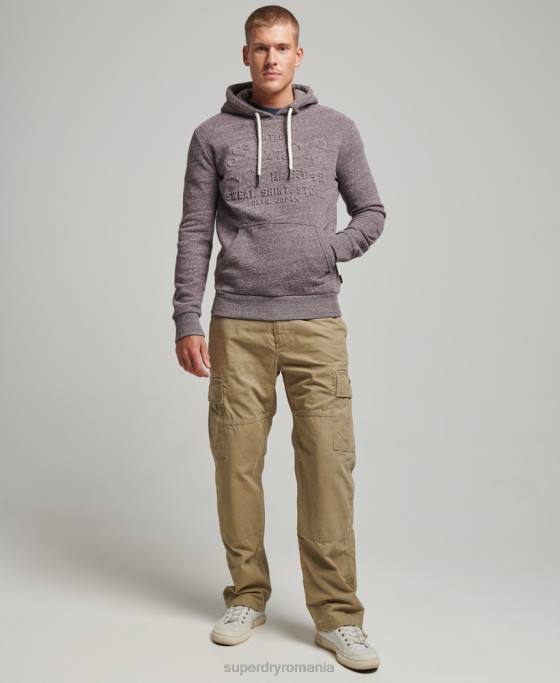 Superdry hanorac cu logo vintage în relief îmbrăcăminte maro bărbați JX0Z573