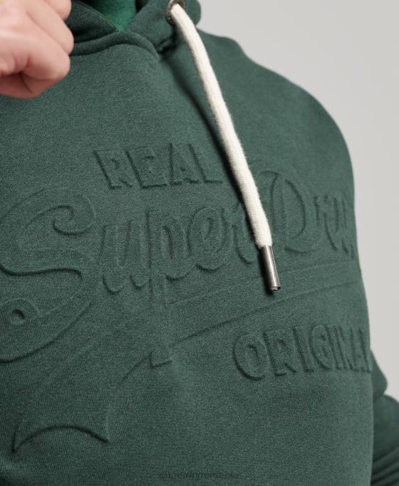 Superdry hanorac cu logo vintage în relief îmbrăcăminte verde bărbați JX0Z546