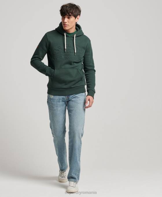 Superdry hanorac cu logo vintage în relief îmbrăcăminte verde bărbați JX0Z546