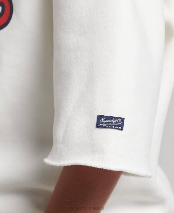 Superdry hanorac cu mânecă scurtă pentru colegiu îmbrăcăminte cremă femei JX0Z3477