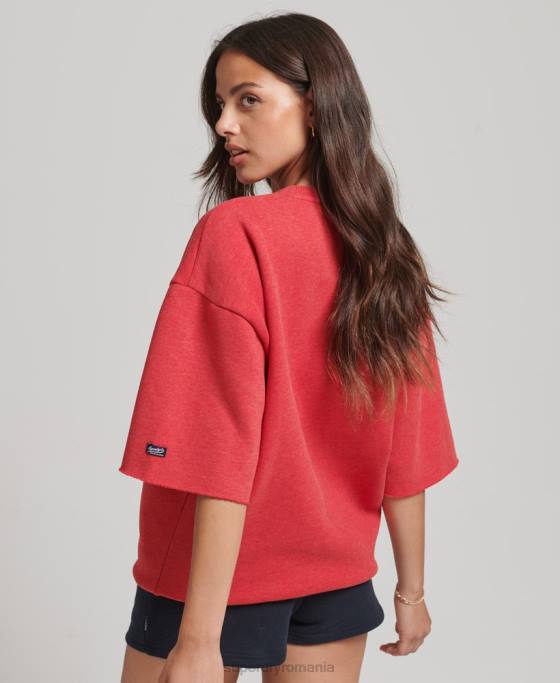 Superdry hanorac cu mânecă scurtă pentru colegiu îmbrăcăminte roșu femei JX0Z6053