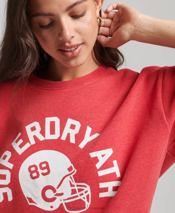 Superdry hanorac cu mânecă scurtă pentru colegiu îmbrăcăminte roșu femei JX0Z6053