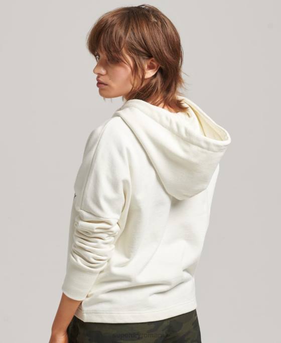 Superdry hanorac cu plasture nostalgie îmbrăcăminte alb femei JX0Z5819