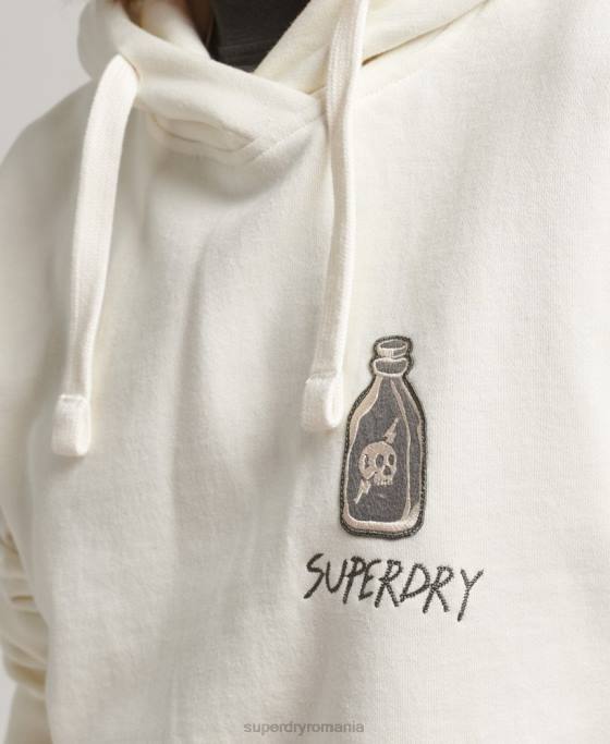 Superdry hanorac cu plasture nostalgie îmbrăcăminte alb femei JX0Z5819