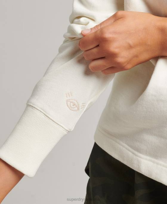 Superdry hanorac cu plasture nostalgie îmbrăcăminte alb femei JX0Z5819