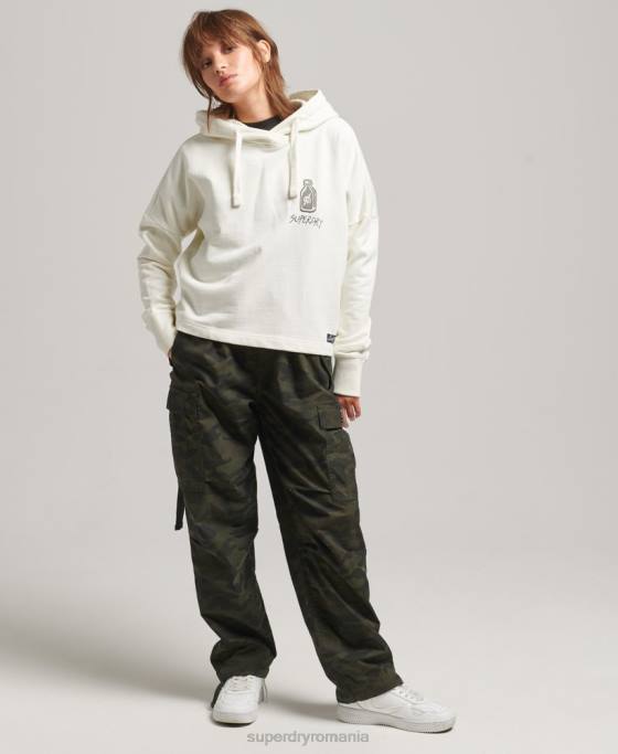 Superdry hanorac cu plasture nostalgie îmbrăcăminte alb femei JX0Z5819