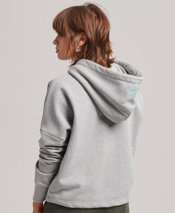 Superdry hanorac cu plasture nostalgie îmbrăcăminte gri femei JX0Z5986