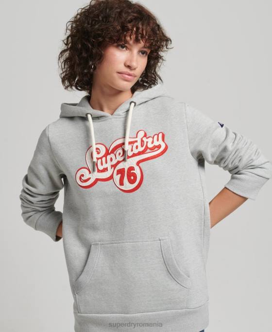 Superdry hanorac cu script nostalgie îmbrăcăminte gri femei JX0Z3418