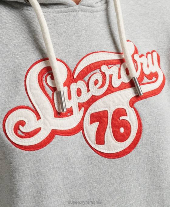 Superdry hanorac cu script nostalgie îmbrăcăminte gri femei JX0Z3418