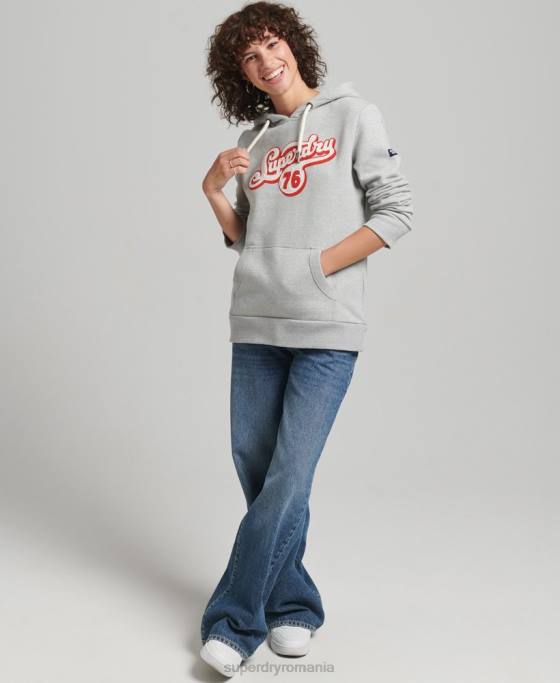 Superdry hanorac cu script nostalgie îmbrăcăminte gri femei JX0Z3418