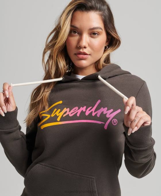 Superdry hanorac cu script în centrul orașului îmbrăcăminte gri inchis femei JX0Z6079