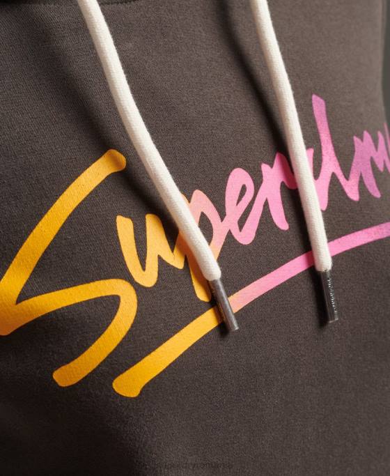 Superdry hanorac cu script în centrul orașului îmbrăcăminte gri inchis femei JX0Z6079