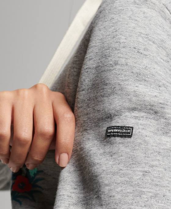 Superdry hanorac cu scripturi florale îmbrăcăminte gri femei JX0Z3376