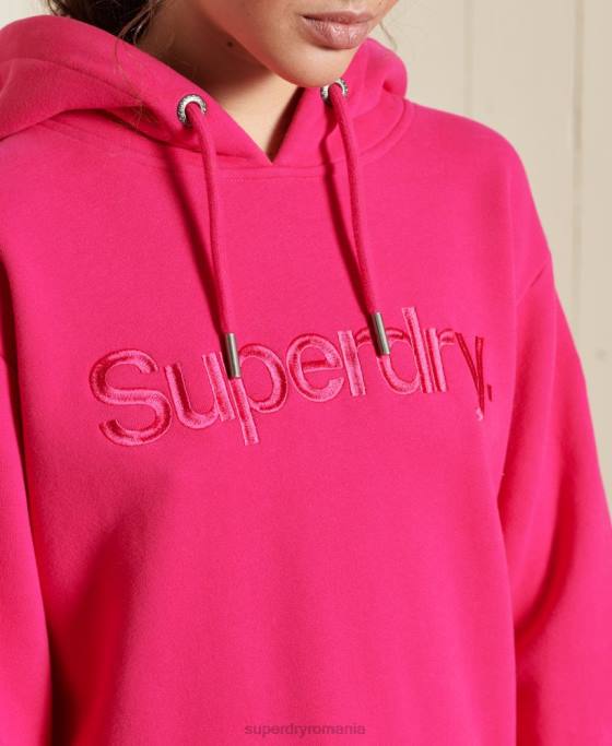 Superdry hanorac cu sigla core source îmbrăcăminte roz femei JX0Z5994
