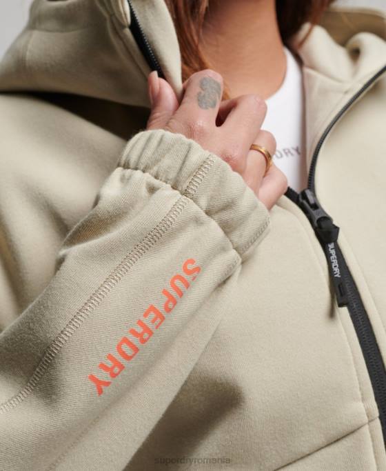 Superdry hanorac cu zip code tech îmbrăcăminte bej femei JX0Z3267