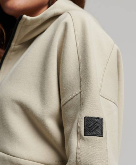 Superdry hanorac cu zip code tech îmbrăcăminte bej femei JX0Z3267
