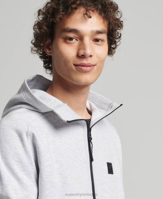Superdry hanorac cu zip code tech îmbrăcăminte gri bărbați JX0Z643