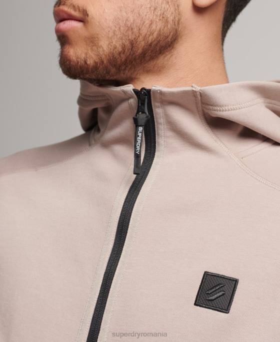 Superdry hanorac cu zip code tech îmbrăcăminte gri deschis bărbați JX0Z81