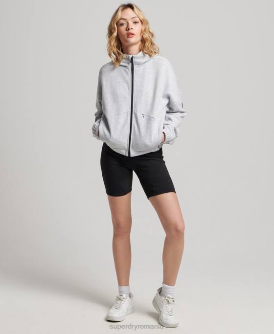 Superdry hanorac cu zip code tech îmbrăcăminte gri femei JX0Z5847