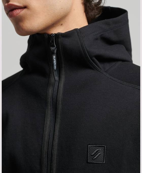 Superdry hanorac cu zip code tech îmbrăcăminte negru bărbați JX0Z636
