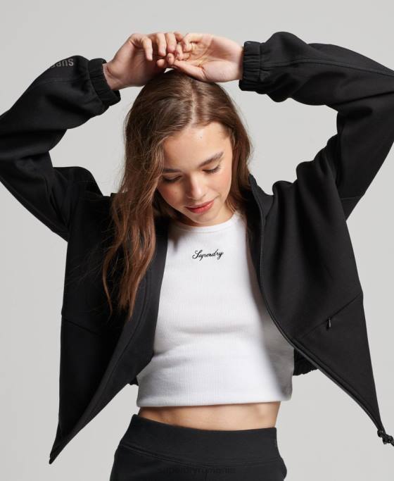 Superdry hanorac cu zip code tech îmbrăcăminte negru femei JX0Z3342