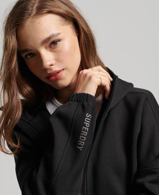 Superdry hanorac cu zip code tech îmbrăcăminte negru femei JX0Z3342