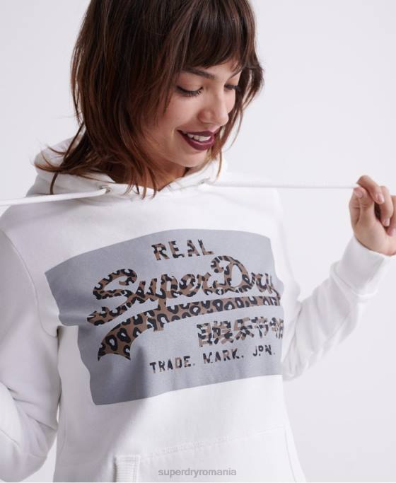 Superdry hanorac cutie reflectorizante cu logo vintage îmbrăcăminte cremă femei JX0Z3511
