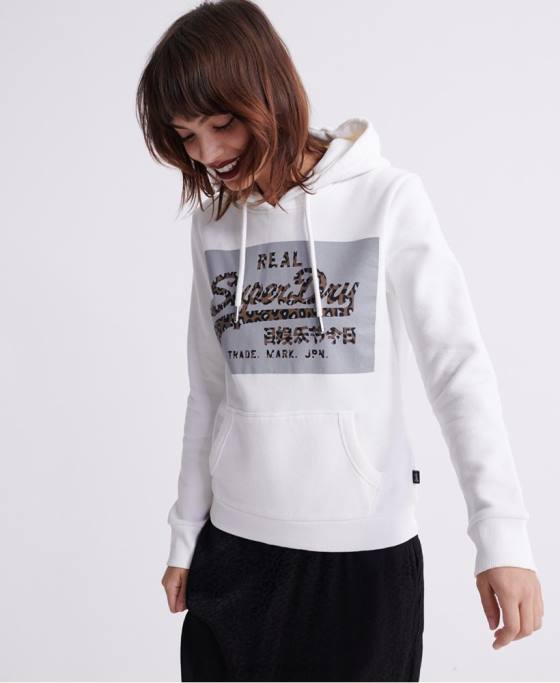 Superdry hanorac cutie reflectorizante cu logo vintage îmbrăcăminte cremă femei JX0Z3511