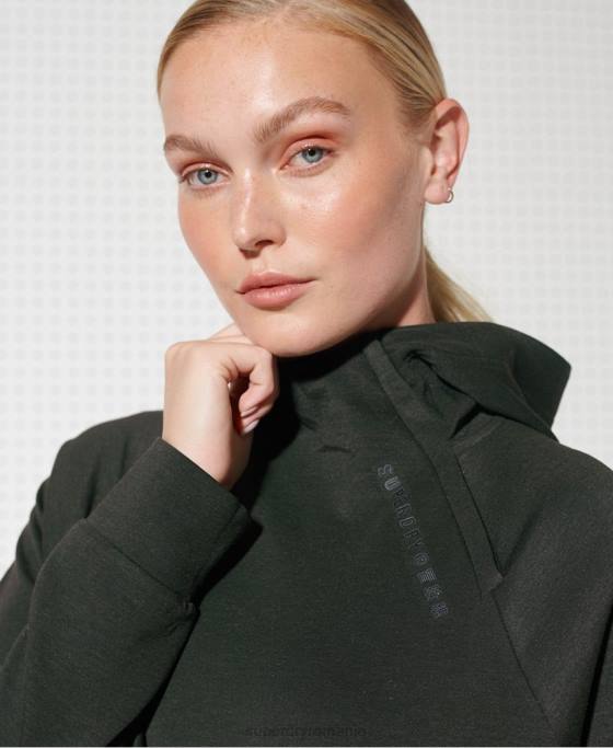Superdry hanorac de antrenament cu jumătate de fermoar deasupra capului îmbrăcăminte kaki femei JX0Z6124