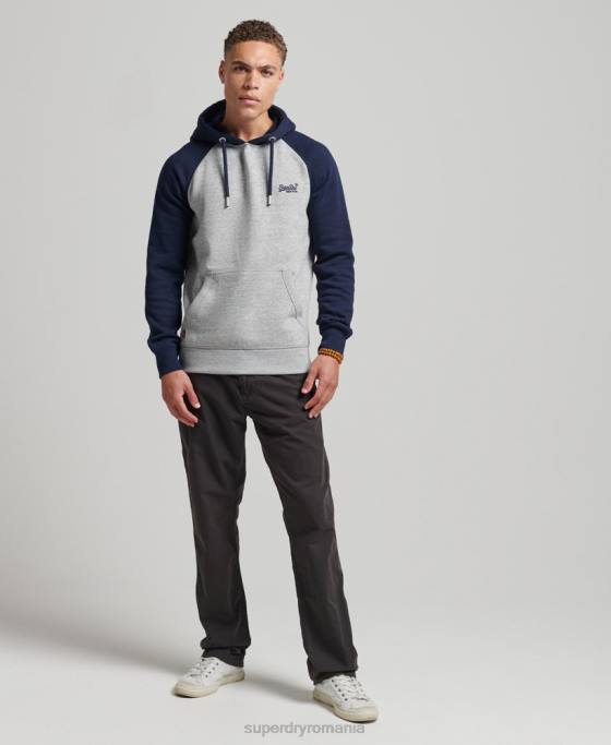 Superdry hanorac de baseball cu logo vintage din bumbac organic îmbrăcăminte gri bărbați JX0Z602