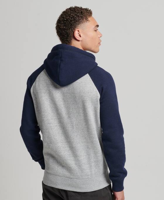 Superdry hanorac de baseball cu logo vintage din bumbac organic îmbrăcăminte gri bărbați JX0Z602