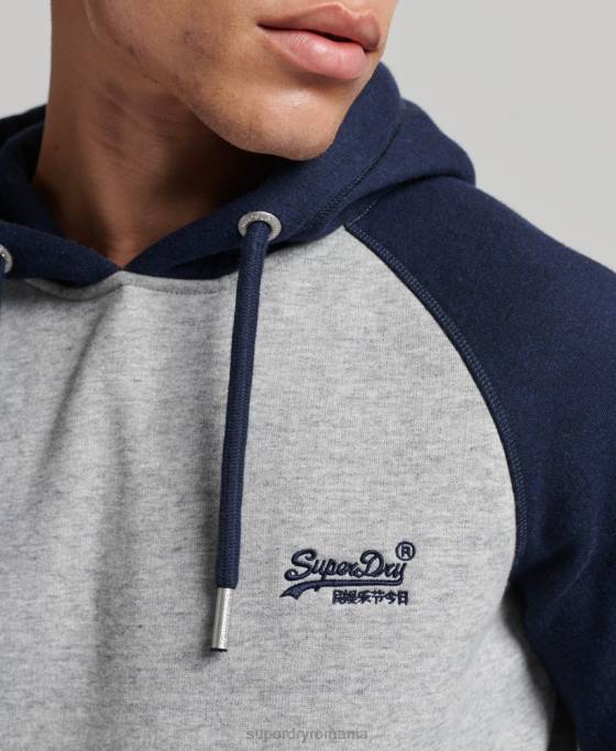 Superdry hanorac de baseball cu logo vintage din bumbac organic îmbrăcăminte gri bărbați JX0Z602
