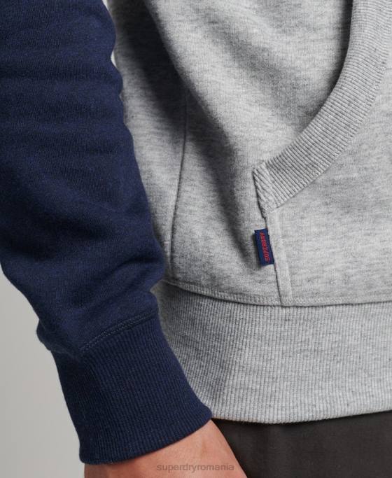 Superdry hanorac de baseball cu logo vintage din bumbac organic îmbrăcăminte gri bărbați JX0Z602