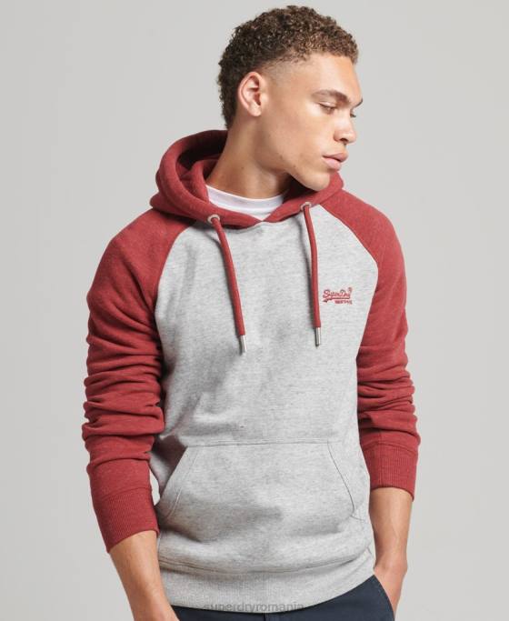 Superdry hanorac de baseball cu logo vintage din bumbac organic îmbrăcăminte gri deschis bărbați JX0Z548