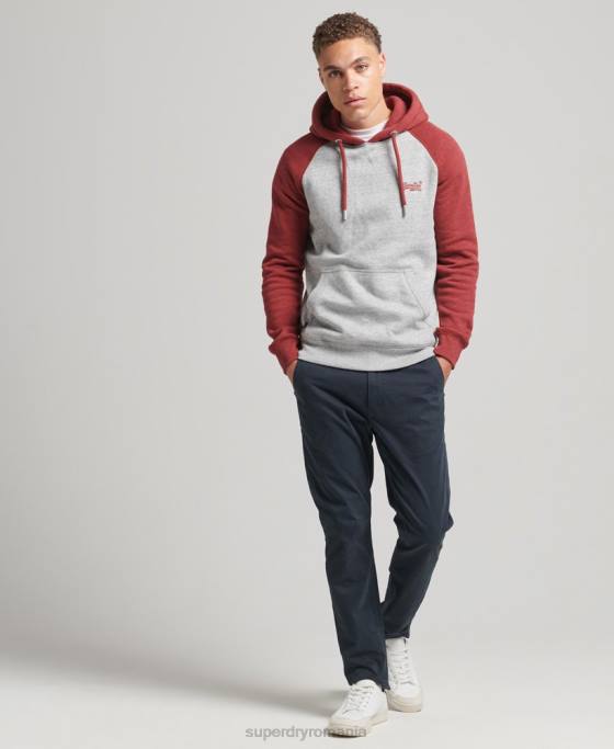 Superdry hanorac de baseball cu logo vintage din bumbac organic îmbrăcăminte gri deschis bărbați JX0Z548